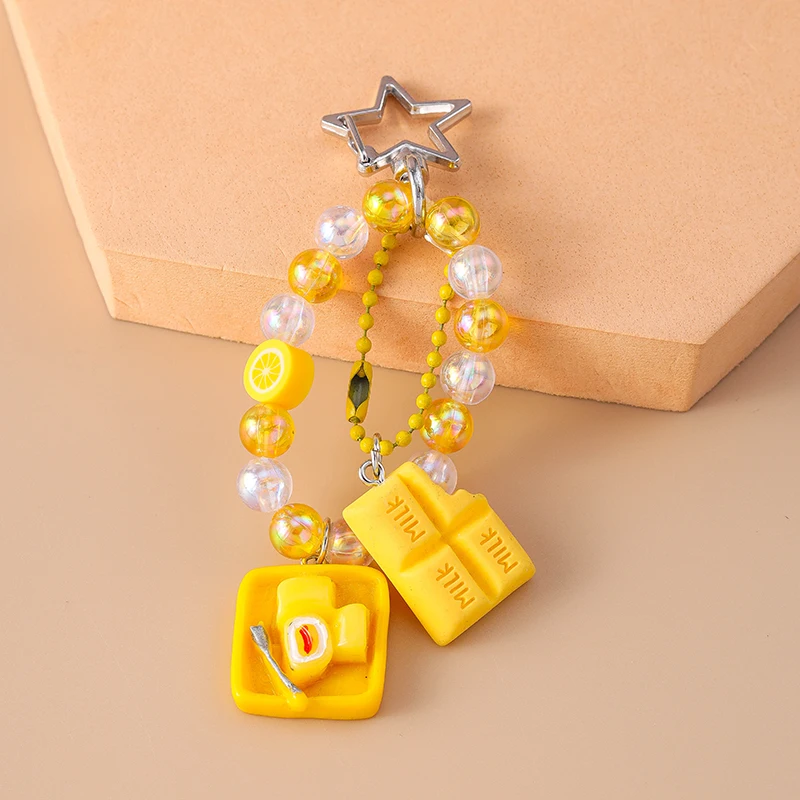 Pretty Handmade Beaded Bracelet Keychain Wristlet Keyring Pendants for Women Girls Handbag Decor DIY Kid\'s Jewelry Accessories