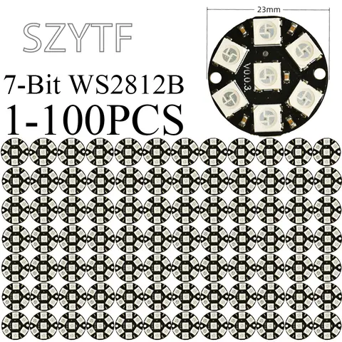 1-100PCS 7-Bit WS2812B RGB LED Ring – 5050 Full Color Pixel Circle for Arduino NeoPixel
