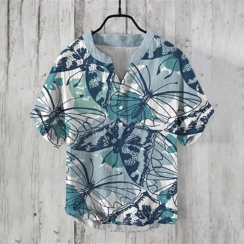 

2024 Men's Shirts Hot Sale Hawaiian Shirts 3 Colors Turtle Pattern European Size Beach Foreign Trade Men's Linen Shirts