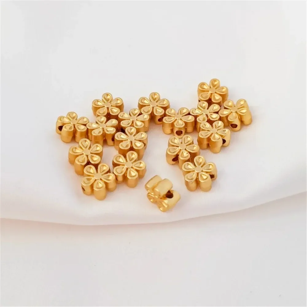 Vintage Gold Double-Sided Straight Hole Spacer Beads, Peach Blossom Loose Beads DIY Handmade Jewelry Materials