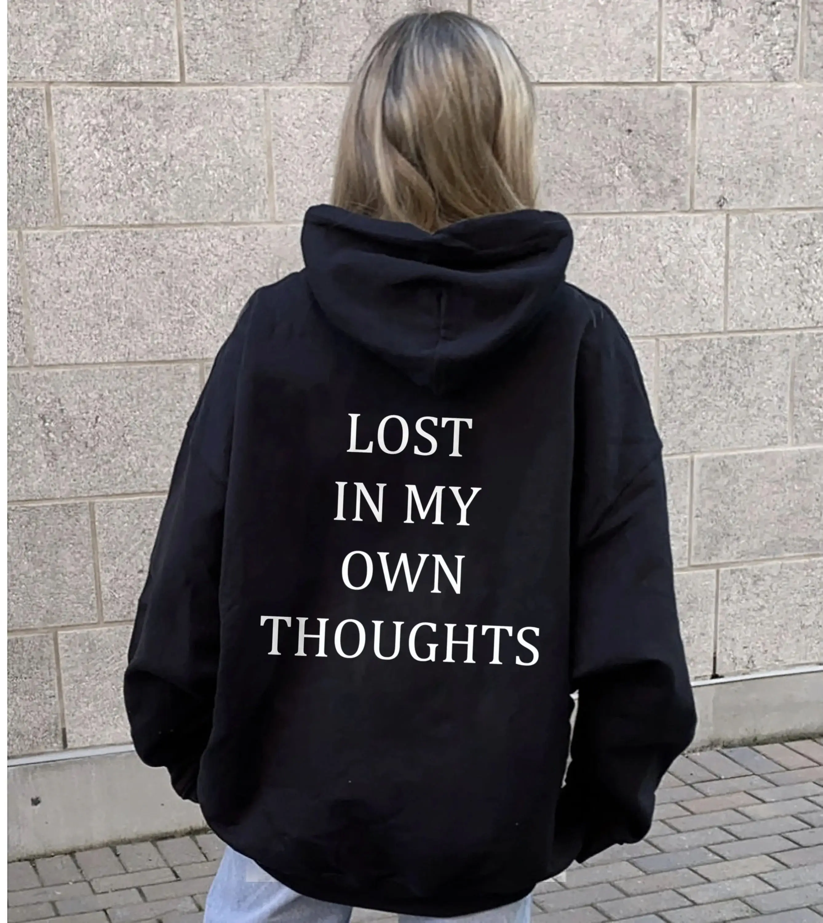 Lost In My Own Thought Hoodie Women Hoody Sweatshirts Pullovers Fashion Graphic Unisex Pure Cotton Top Casual Jumper Fit Hoodies