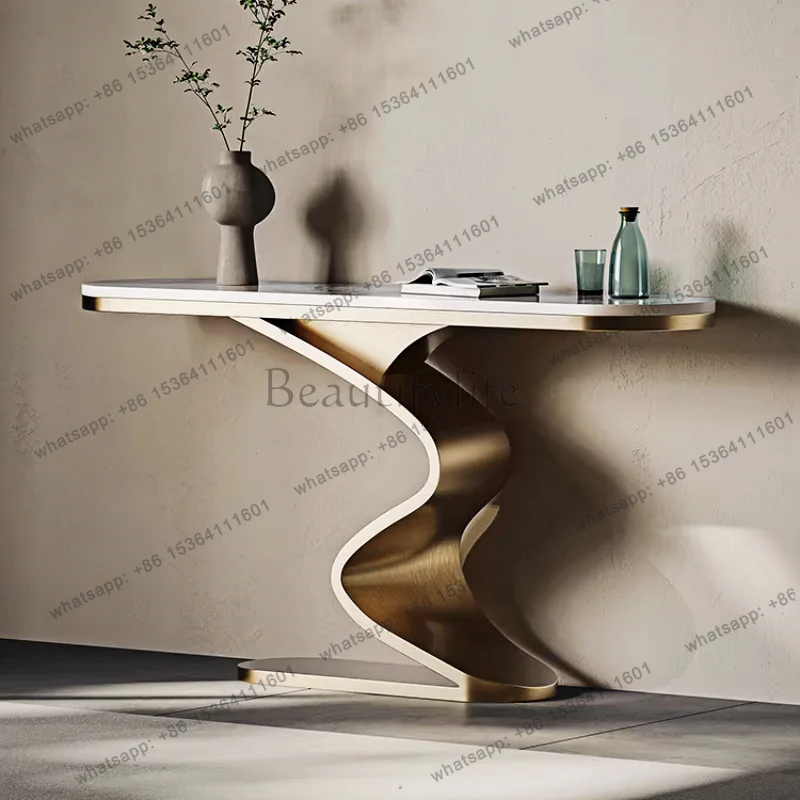 Light luxury entrance table, living room, facing the door against the wall, end view table