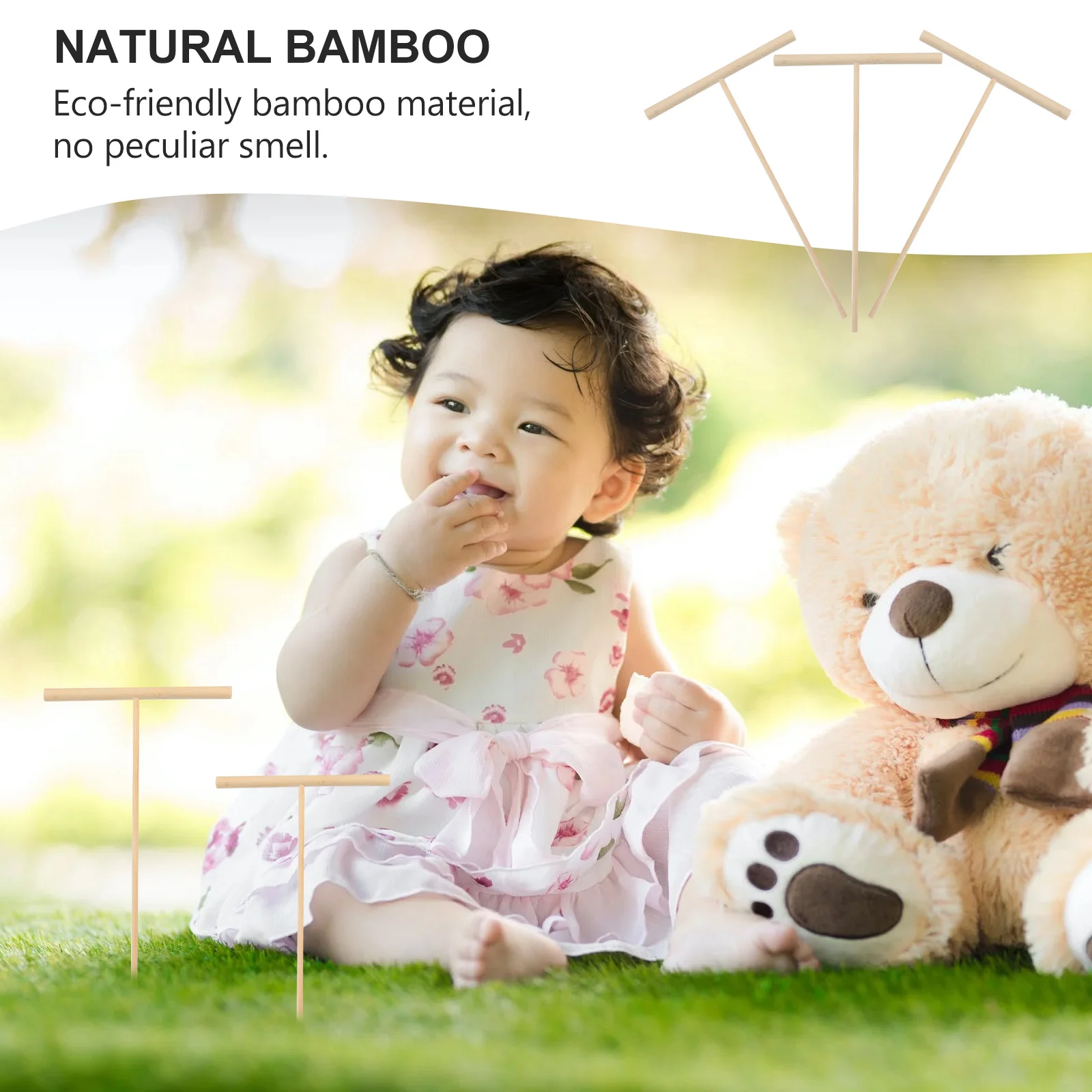 6 個の T 字型竹熊手装飾品ミニガーデンサンドテーブル装飾工芸品ミニ熊手おもちゃ竹熊手装飾熊手