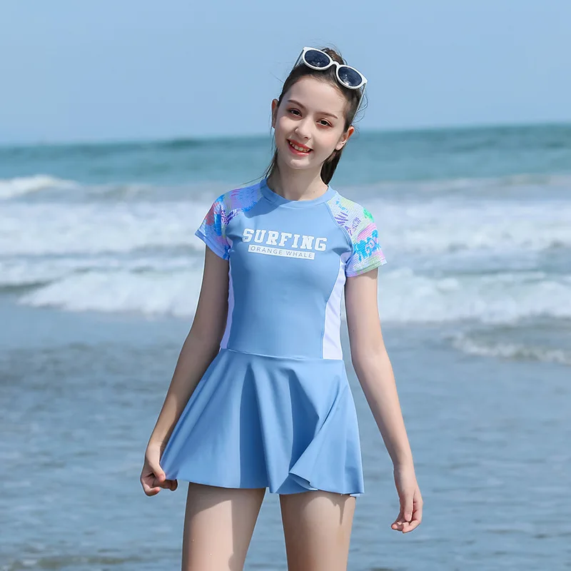 Swimsuits with Boyshorts for Youth Girls Modest Tummy Control Swimdress Vintage Bathing Suits Skirt Swimwear Keens Rash Guards