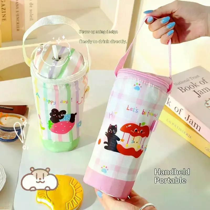 Portable Milk Tea Tote Bag Heat Preservation Bag Eco-friendly Handbag Carrying Insulated Cup Cover Tumbler Cup Accessories