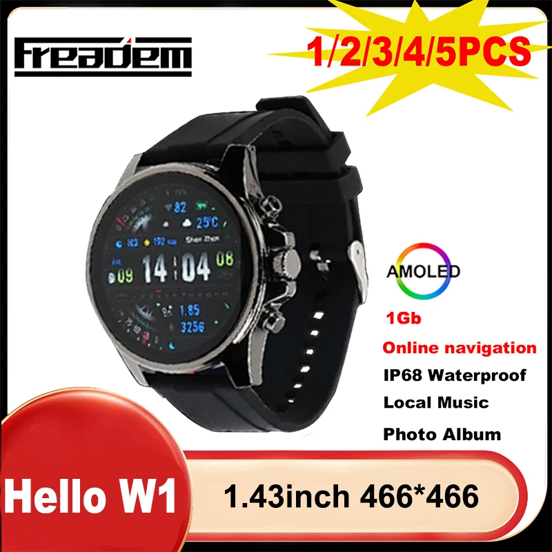 

2024 Hello W1 Amoled HD Bluetooth Call Smartwatch Men Sports Heart Monitor 1GB Local Music 400mAh Smart Watch for Android IOS