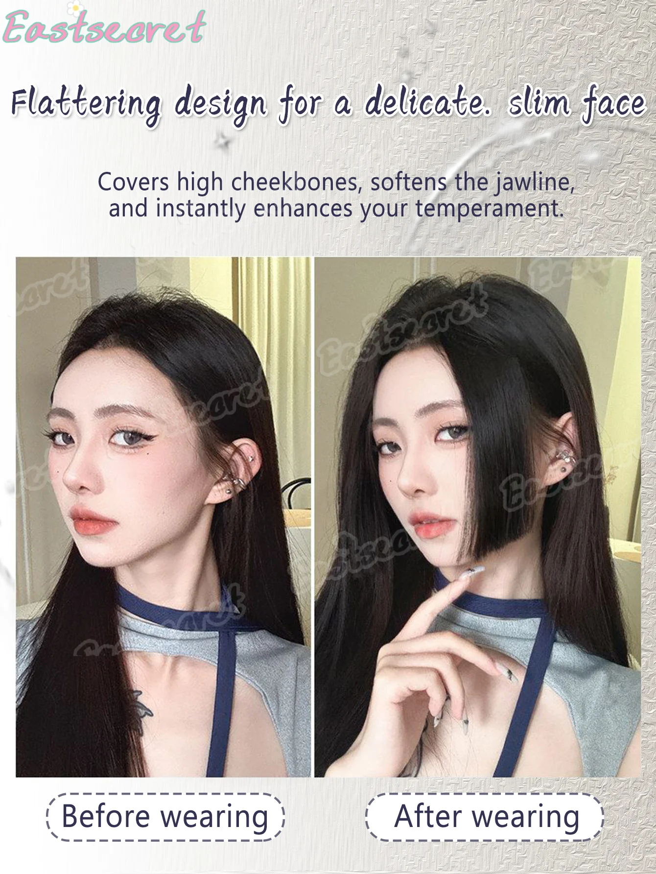Cute Synthesic Princess Cut Bangs Hair Extension Synthetic Wig Natural High Temperature Synthetic Fake Bangs Hair Piece Clip
