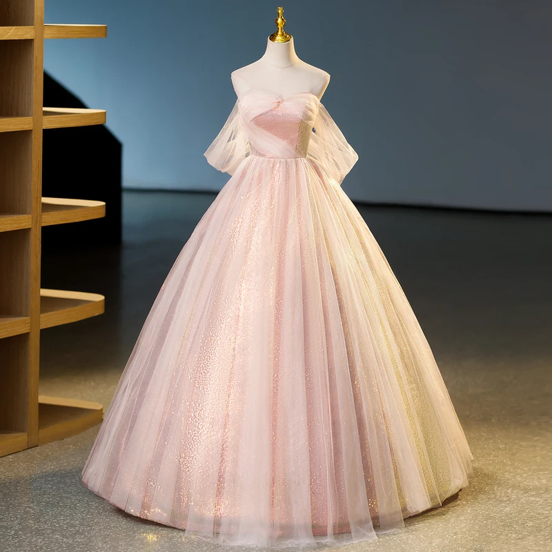 

Pink 2025fashion New Quinceanera Dress Off The Elegant Princess Ball Gowns One-shoulder embroidery
