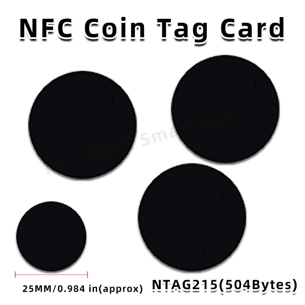 20 Stuks/50 Stuks Nfc Kaart 13.56Mhz Nt-ag215 Munten Kaarten 504 Bytes Iso/Iec 14443a 25Mm Waterdicht Pvc Nt-Ag 215 Rfid Nfc Tag