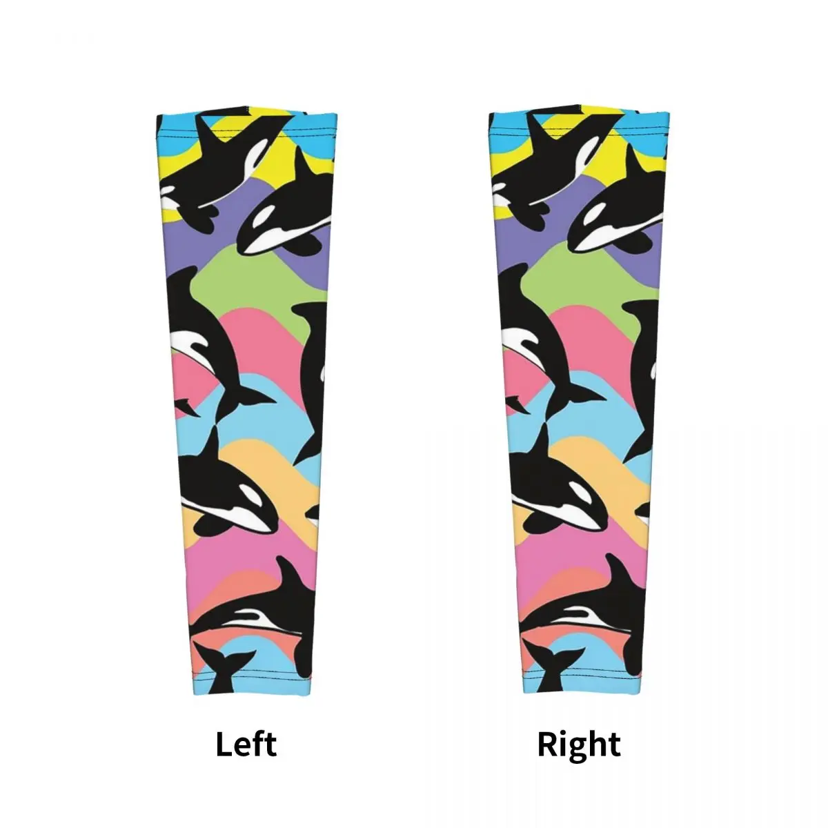 Orca Killer Whale أكمام أذرع تبريد خارجية من الشمس فوق البنفسجية غطاء حماية صيفي لركوب الدراجات وأكمام وشم