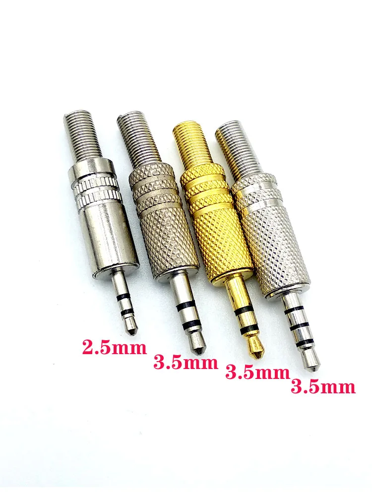 Kepala Las Audio Stereo Steker Saluran Ganda Swakarya Pengelasan 3.5/2.5Mm Steker Tembaga Murni Berlapis Emas 2,3,4 Bagian Konektor Adaptor