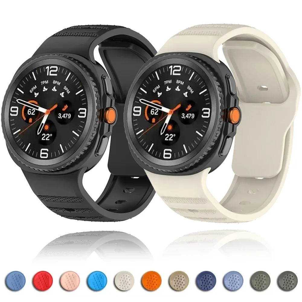 สายซิลิโคนอ่อนนุ่มสำหรับซัมซุงกาแล็กซี่วอทช์ 8 40 มม.44 มม.กีฬาเปลี่ยนสายรัดข้อมือสำหรับกาแล็กซี่วอทช์ 8 คลาสสิก 46 มม.