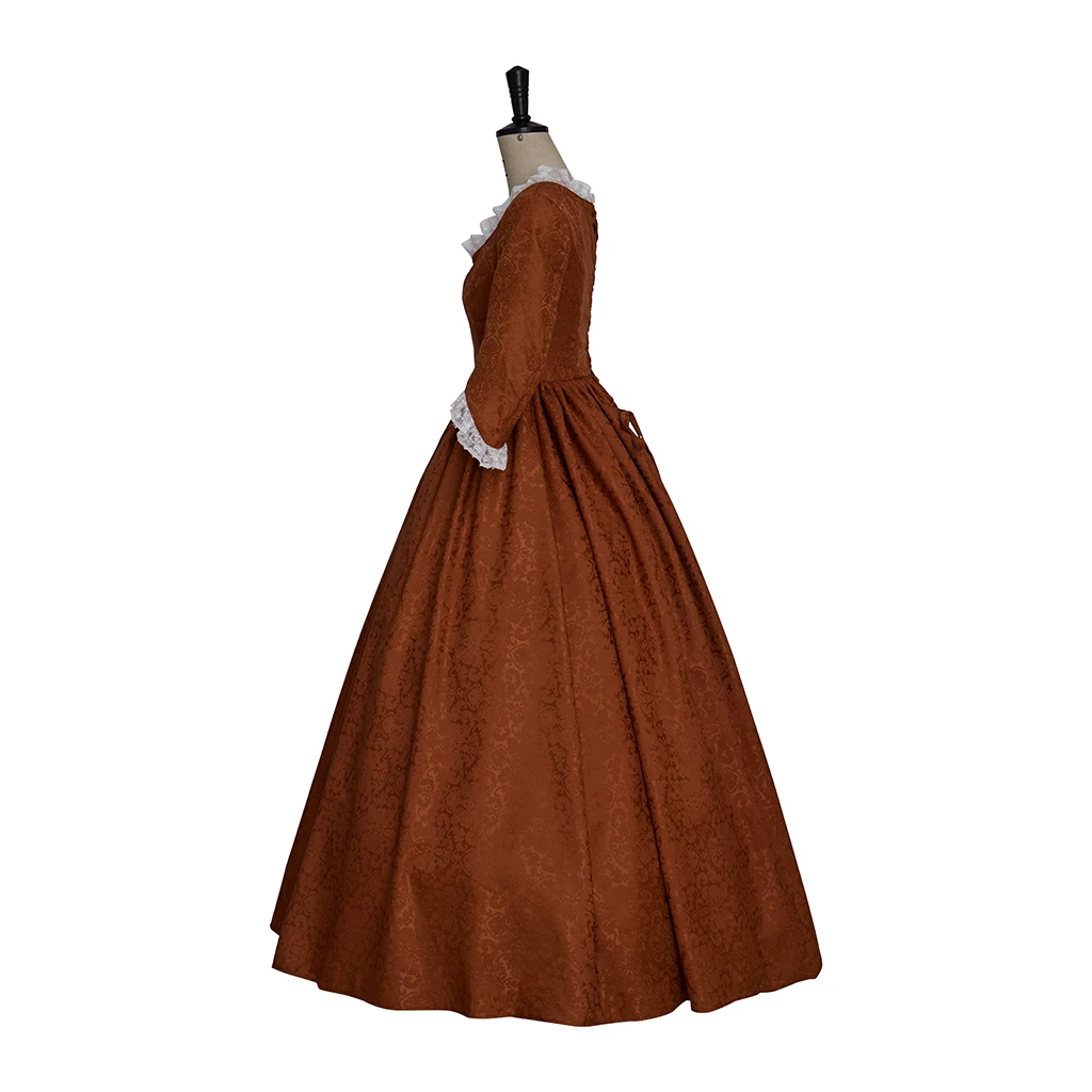 ผู้หญิงประวัติศาสตร์สีน้ําตาลเครื่องแต่งกาย Retro ยุคกลาง Belle ชุด Victorian Renaissance Gothic Dress