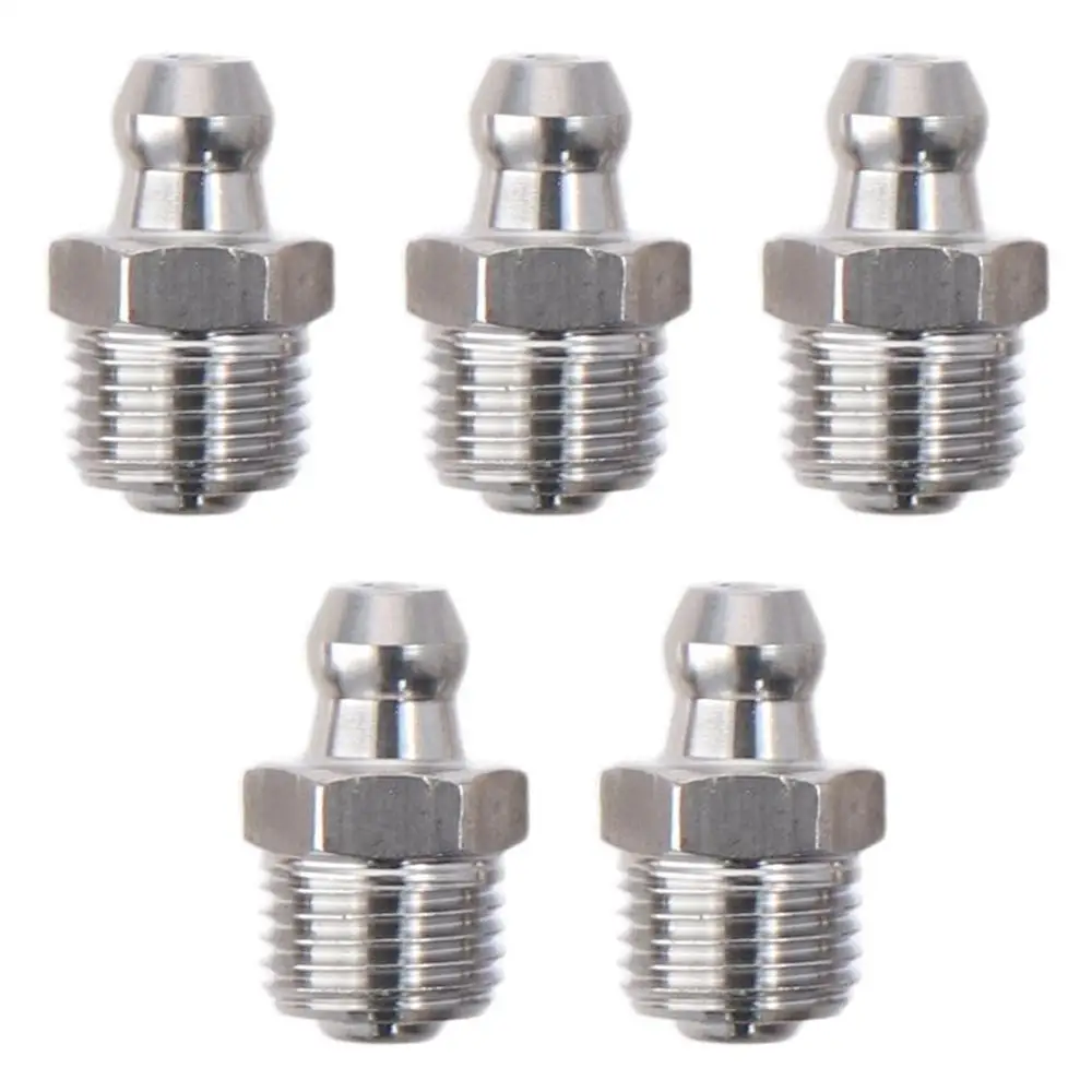 10pcs Stainless Steel Straight Grease Fitting M8 x 1mm Thread Silver Hydraulic Grease Nipple M10 x 1mm Thread M6 x 1mm Thread