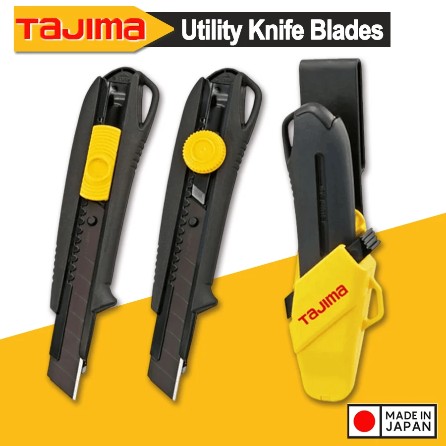 Japan TAJIMA Utility Knife with 2 Replacement Blades Heavy-Duty Electrician Cutting Blade Telescopic Knives 1171-1701|1702|1704