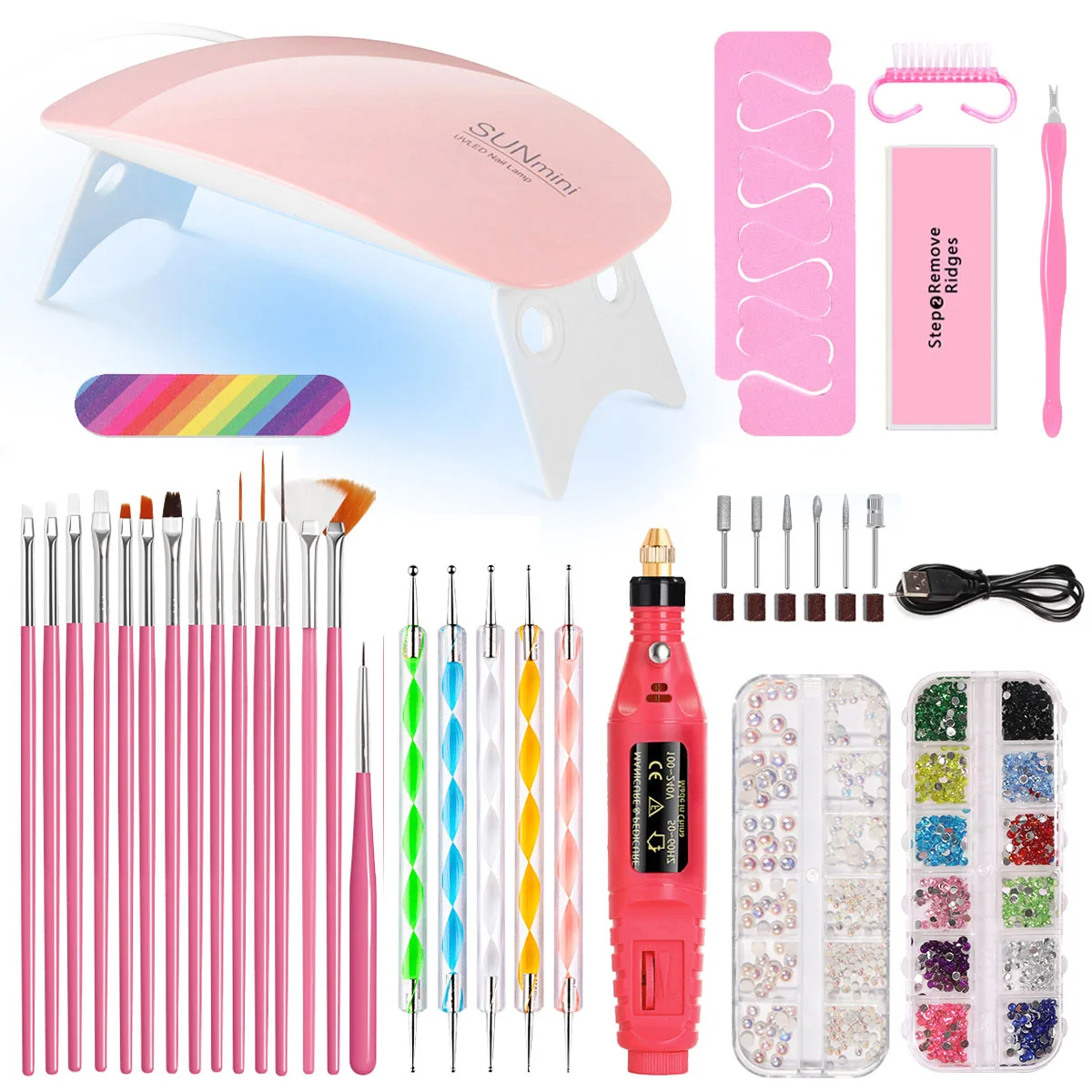 

LULAA Professional Nail Art Equipment Nail Drill Machine Electric Nail Sander Set With Uv Led Lamp Brushes For Manicure Kits