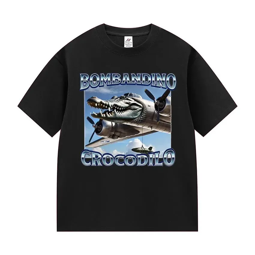 

Bombardiro Crocodilo забавные футболки Brain Rot Meme мужские винтажные футболки с принтом большого размера унисекс летняя хлопковая футболка высокого качества