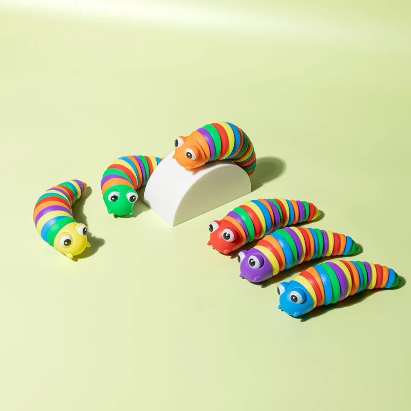 2022 Hot 3d Colorful Creative Twist Slug Toys Relieves Fun Decompression Snails Finger Slug Toy Curls Up Fidget Sensory Toys