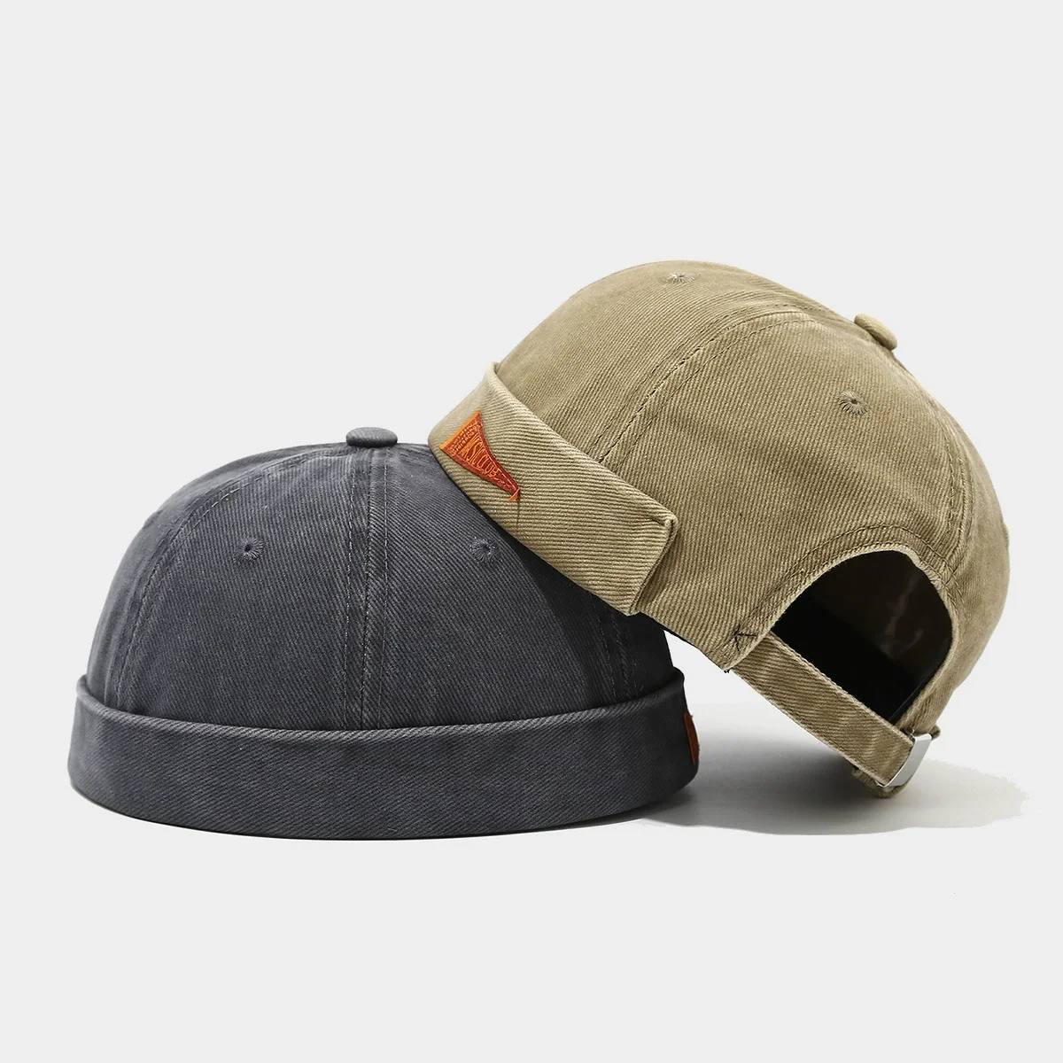 

Washed Docker Beanie Brimless Cap Hat Without Visor Solid Color Retro Vintage Street Style Spring Autumn Outdoor Gorras