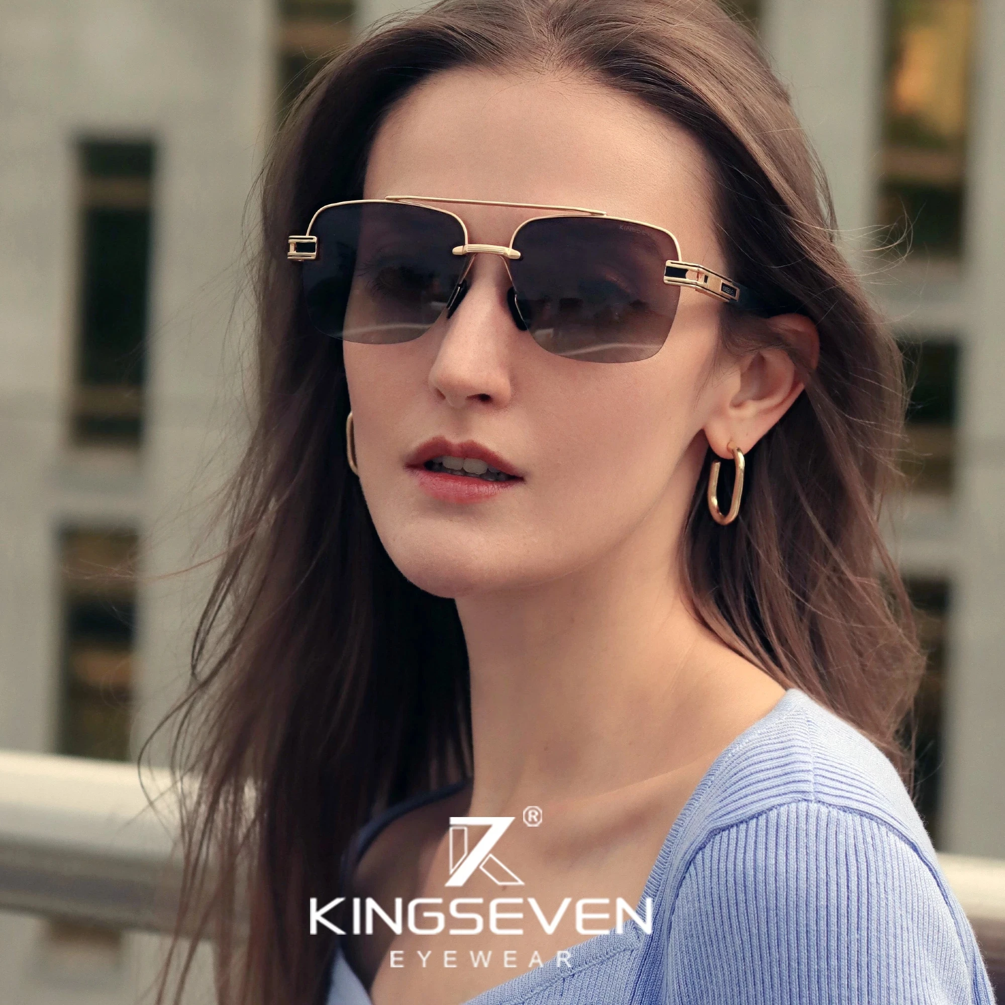 نظارات KINGSEVEN الكلاسيكية الكلاسيكية، بسيطة ومريحة، تمثل اتجاهات الموضة، تساعدك بسهولة في القيادة على أزياء الشارع و #5