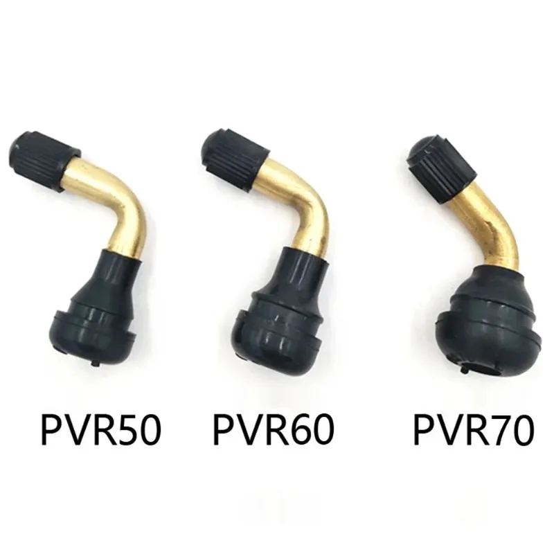 Válvulas sem câmara para scooter elétrica e bicicleta PVR70, 60/50/45 graus, haste de válvula curvada para pneu sem câmara