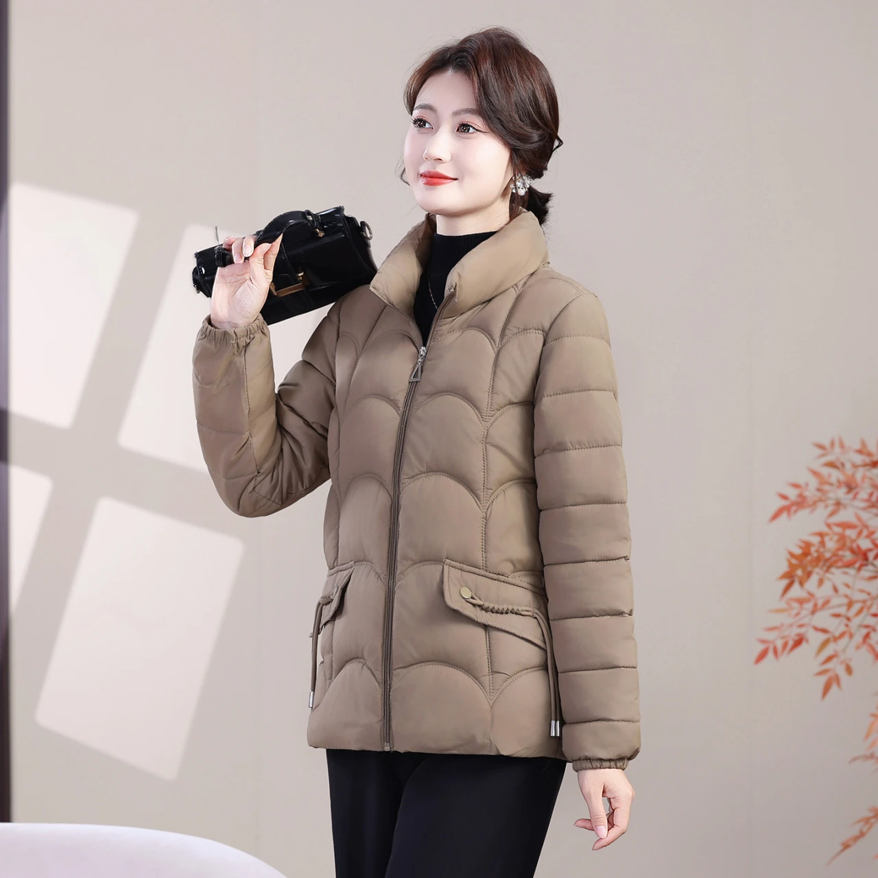 Chaqueta de algodón de invierno Abrigo de algodón para mujer Abrigo tradicional de otoño e invierno para mediana edad y ancianos