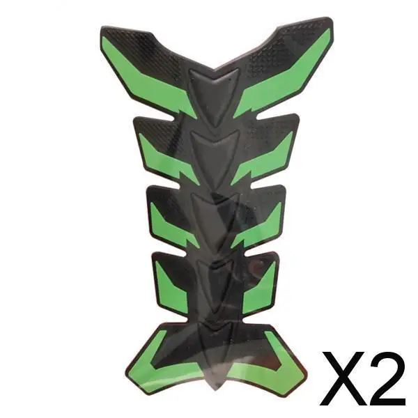 2X 20cm Green 3D Rubber Fishbone Modified Fuel Tank Protector Decal Sticker