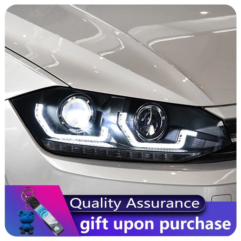 السيارات العلوي ل Volkswagen VW Polo 2019-2023 الجبهة ضوء DRL رئيس مصباح بدوره إشارة ديناميكية LED تكوين عدسة اكسسوارات السيارات