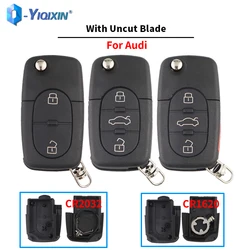 YIQIXIN Flip Folding Remote Car Key Shell สําหรับ Audi A2 A3 A4 A6 A8 TT B5 RS4 Quattro แบตเตอรี่ผู้ถือ CR2032/CR1620 Fob กรณี