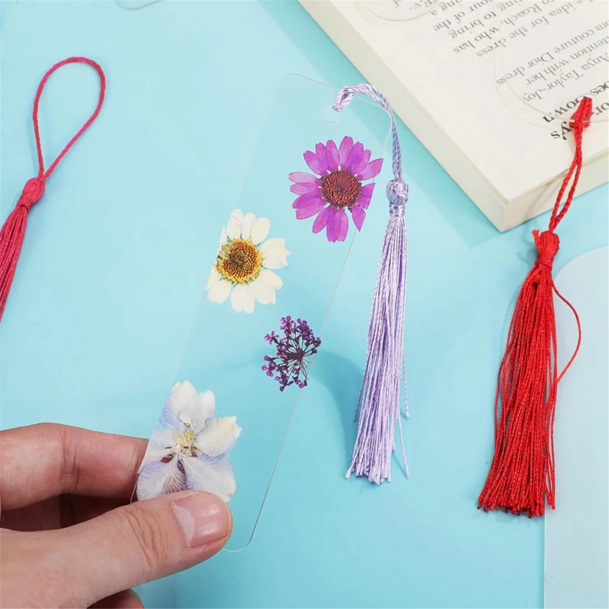 ABNJ Blank Acrylic Bookmarks, 30 PCS Clear Acrylic Bookmarks with 30 PCS Tassels for DIY Crafts, Hanging Tag, Gift Tags