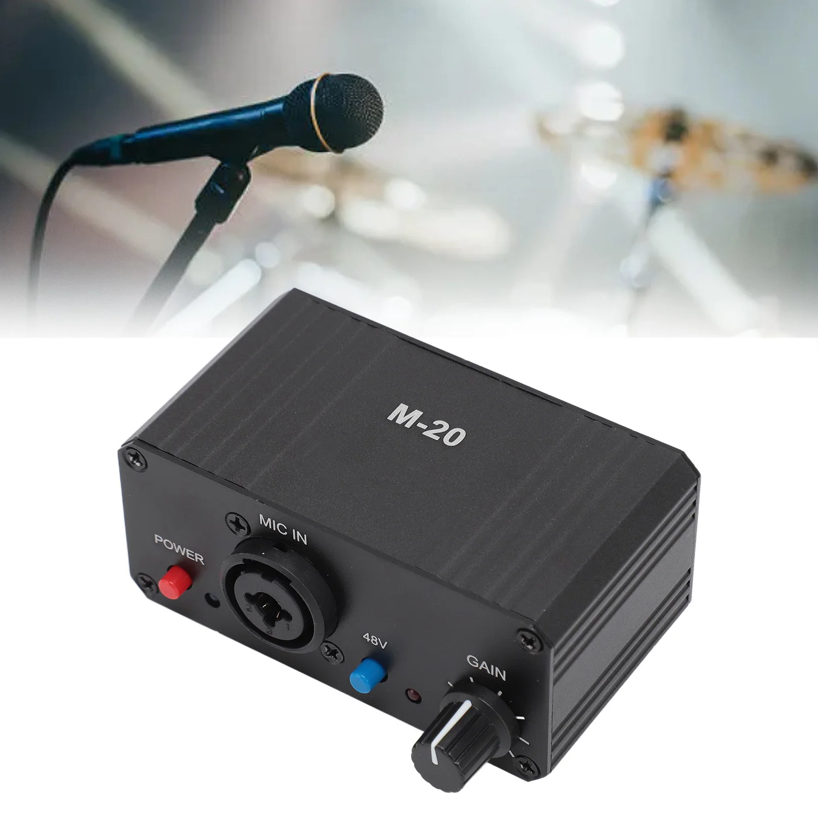 Microphone Preamp High Gain 48V Phantom Power XLR Output Mic Preamplifier For Dynamic And Condenser Microphones Booster