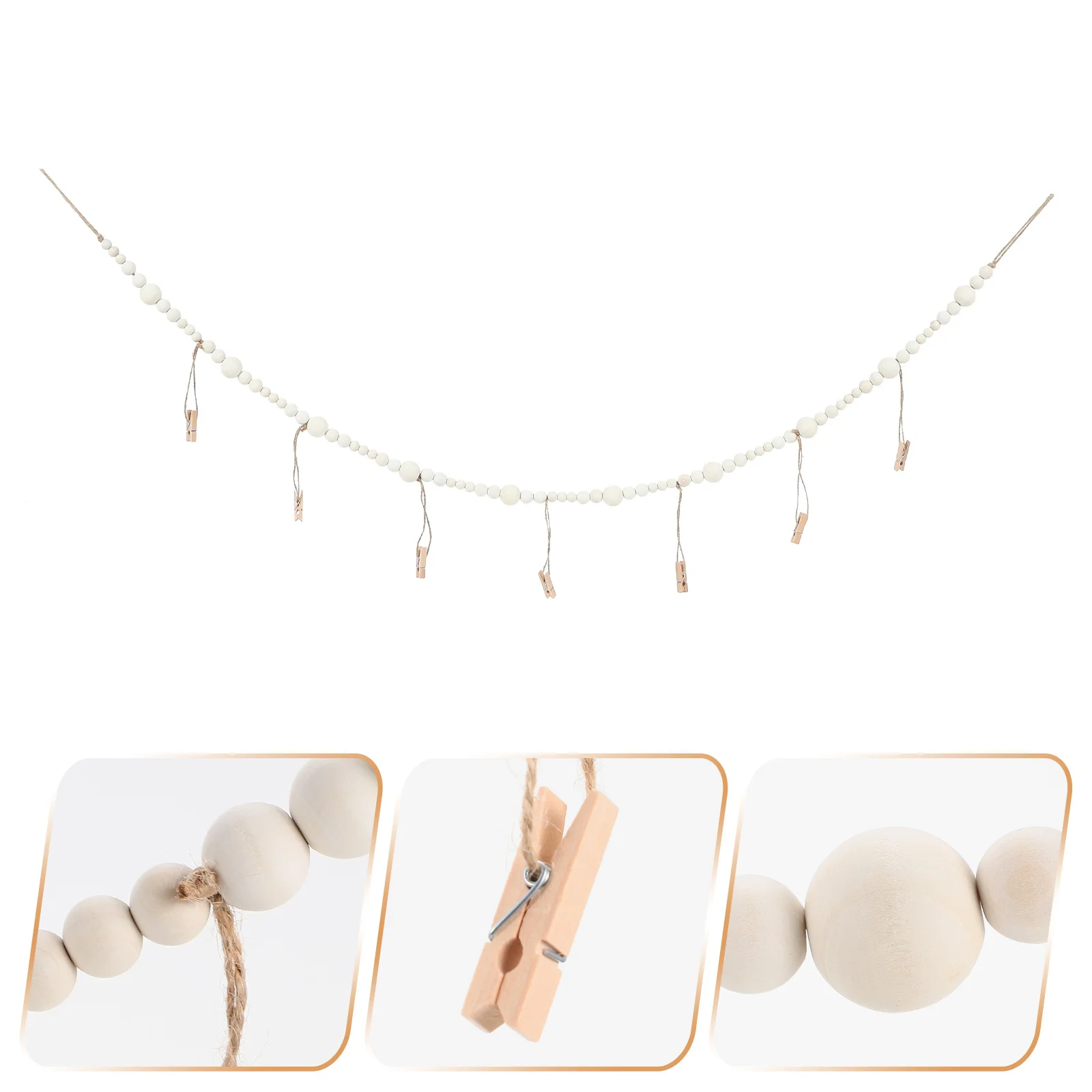 

Wooden Beads Photo Clips Natural Wood Clothes Pegs Holiday Decor Craft Display Clips Wooden Holder Daily Note Chips