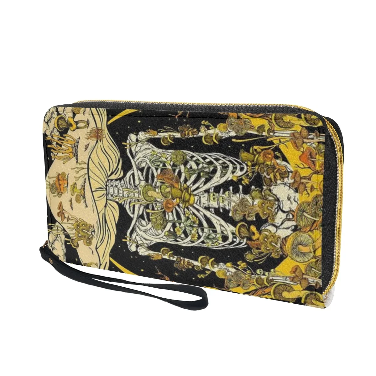 Scary Skull Skeleton Mushroom Luxury Design Girls Long Wallet High Quality Travel Coin Purse Passport Card Holder Fashion Clutch