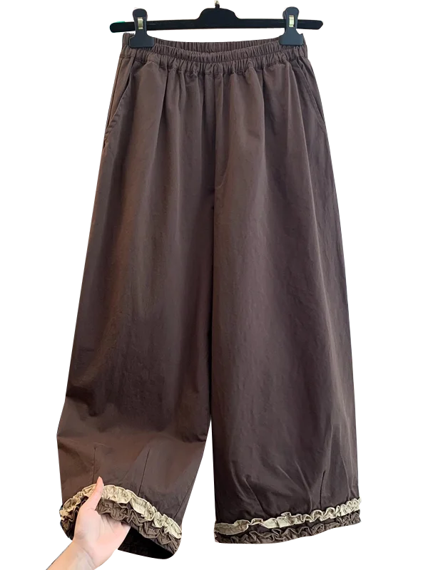 فضفاض بنطال ذو قصة أرجل واسعة المرأة عالية الخصر مستقيم قطع تسع نقاط الربط Faion الصيف جديد الكورية Sle بنطلون #5