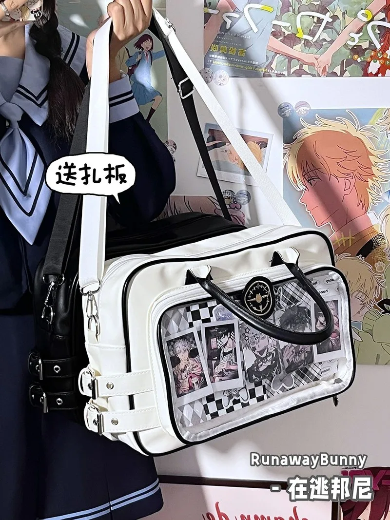 

Large Y2k A4 Itabag Jk School Bag Daily PU Underarm/Crossbody/Shoulder/Handheld Bag Anime Badge Display Ita Bag For Women