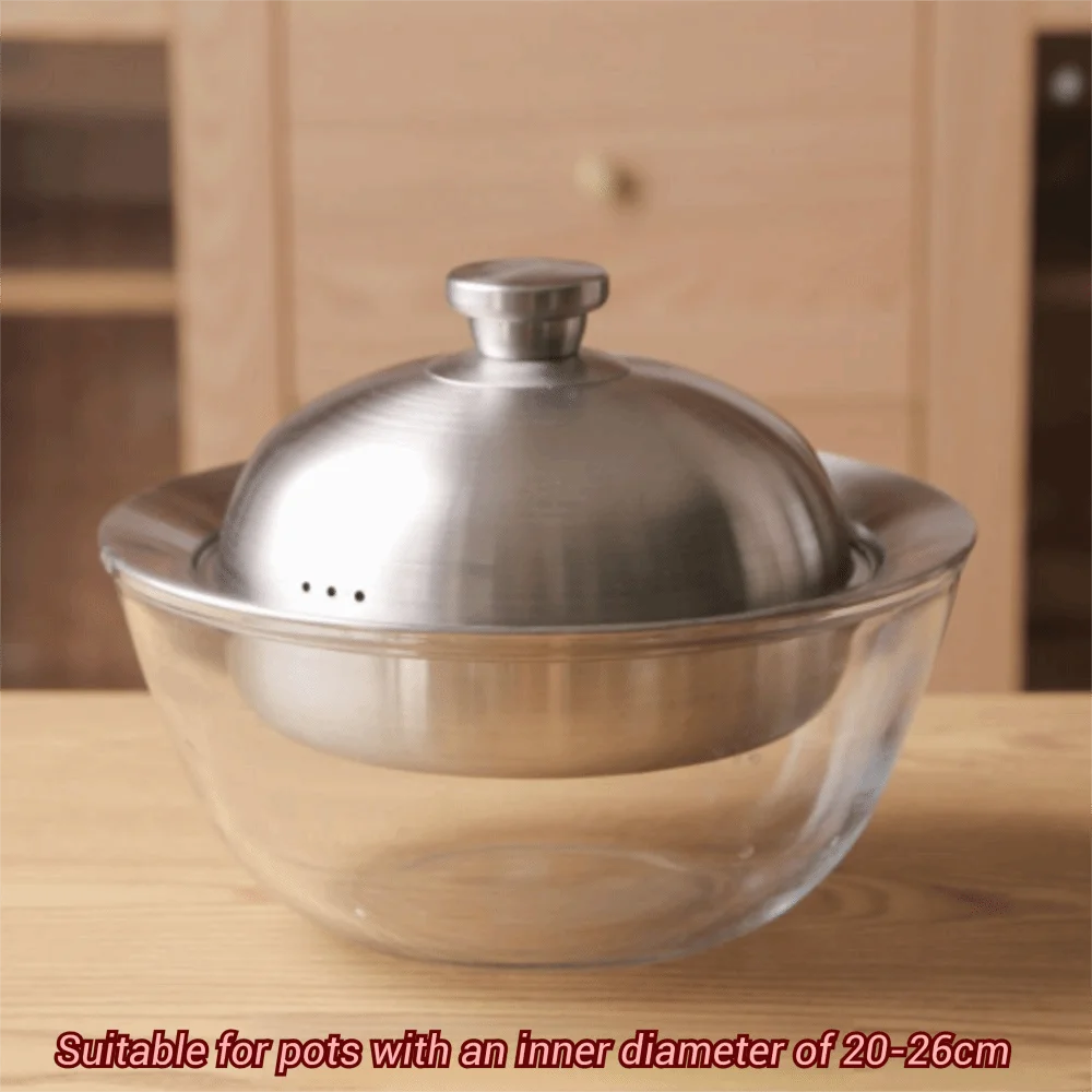 

304 Stainless Steel Flying Disc Steamer Deepened Drop-resistant Steaming Tray with Lid Rust-proof Steaming Rack Egg Custard