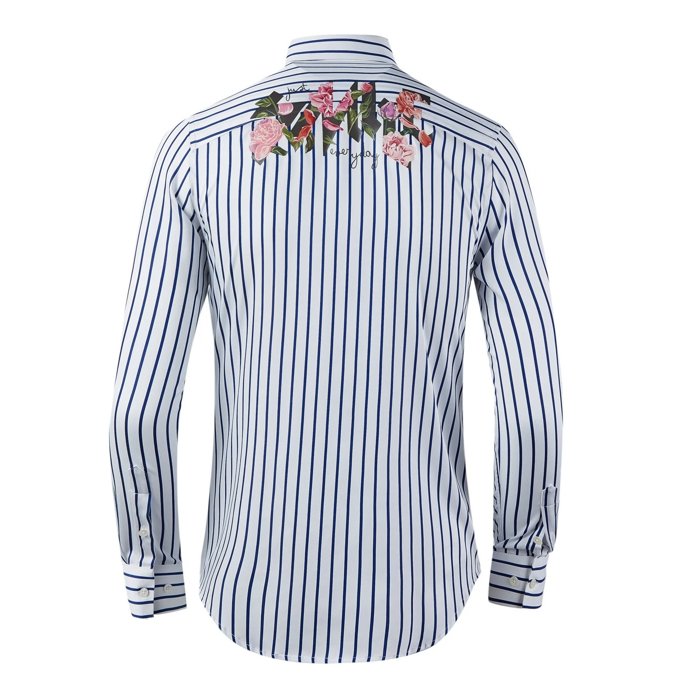 

2025 рубашка с длинными рукавами и цветочным принтом для мужчин, модная универсальная полосатая повседневная деловая рубашка, офисная рабочая форма, мужская одежда