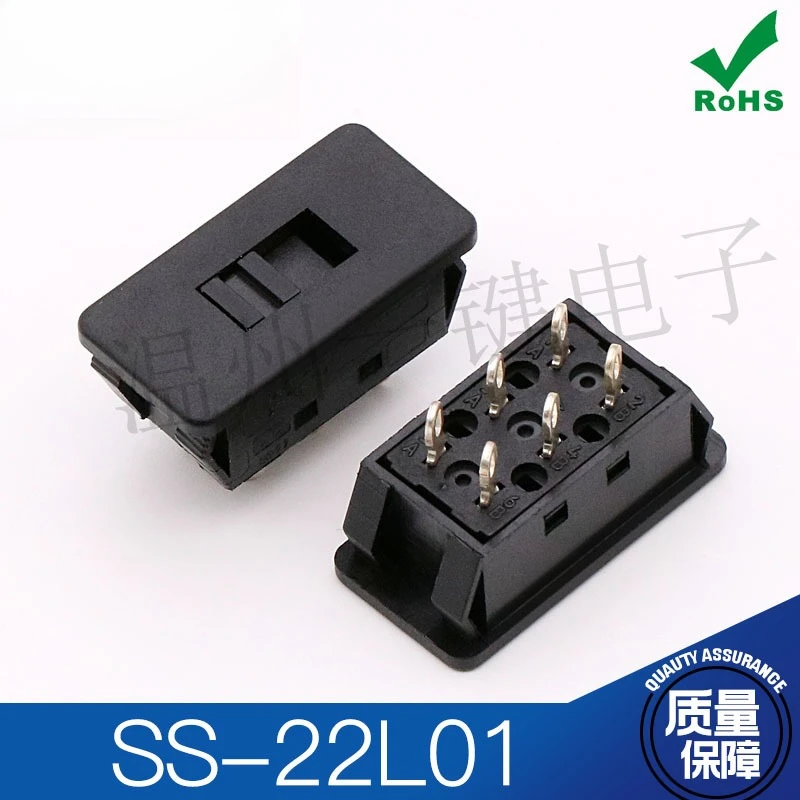 10Pcs/Lot SS-22 Power Snap-on Switch 6A 250V Vertical Slide Switch 6 Feet 2 Gears 12A 125VAC Toggle Switch