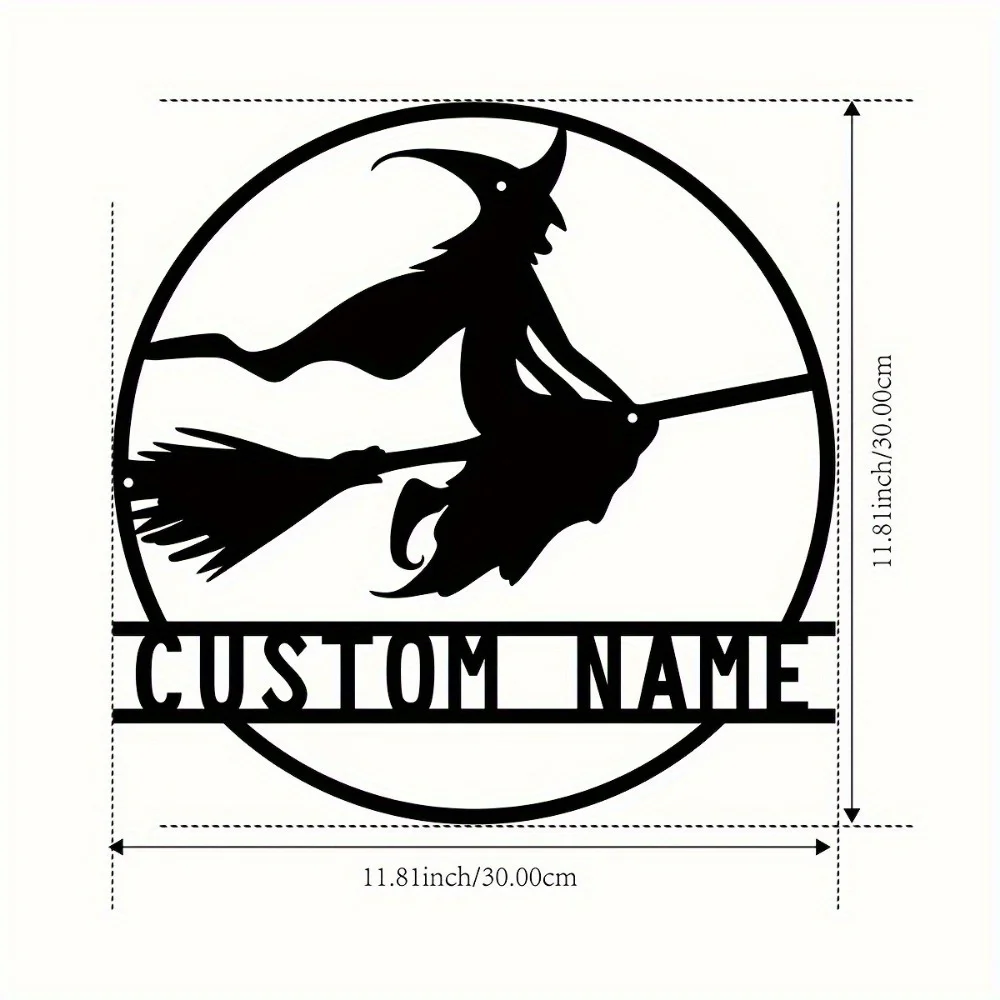 Spooky Custom Metal Witch Wall Sculptures Personalize Family Name Ideal Rustic Home Outdoor Deco Great Gift for All Occasions