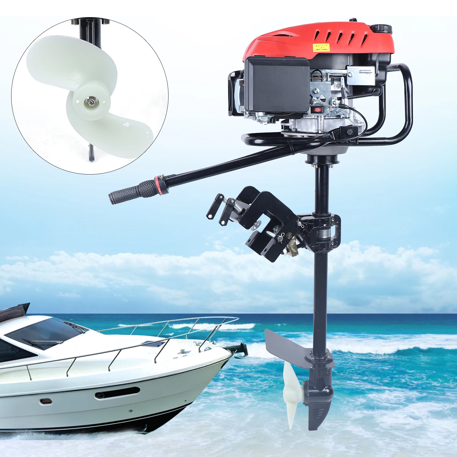 

HANGKAI 3.2KW 4 Stroke Heavy Duty Outboard Boat Motor Engine & Air Cooling System CDI New