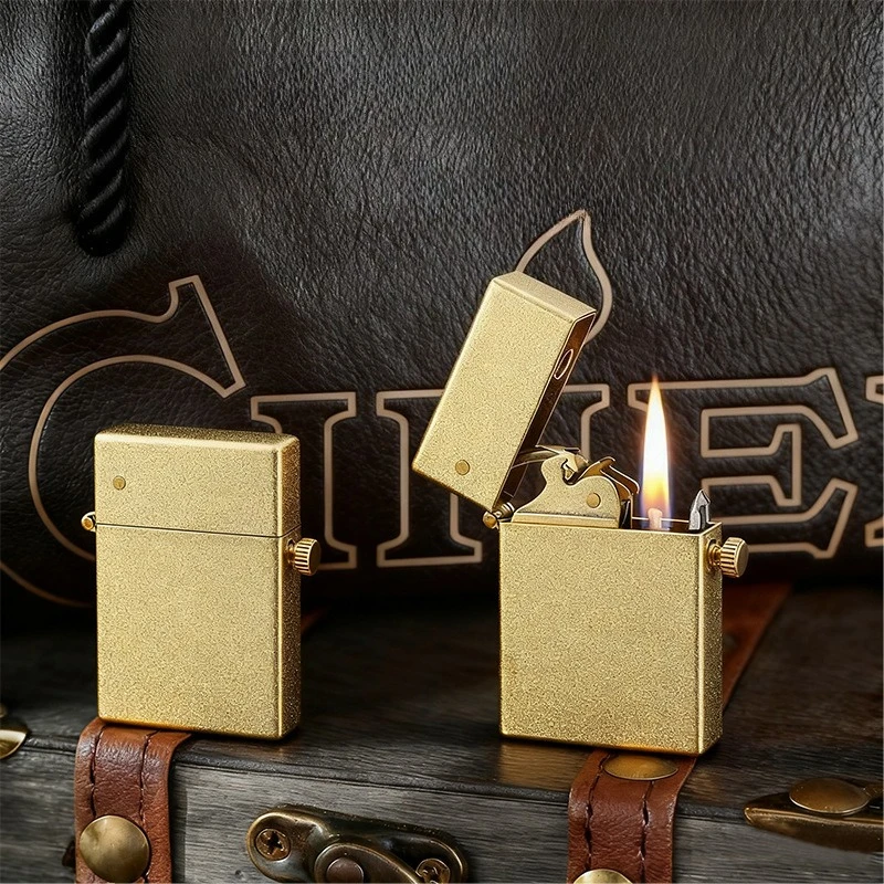 Rolling Flower Texture Mechanical One Click Launch Ignition Kerosine Lighter Safety Lock Design Deep Waterproof Fuel Oil Lighter