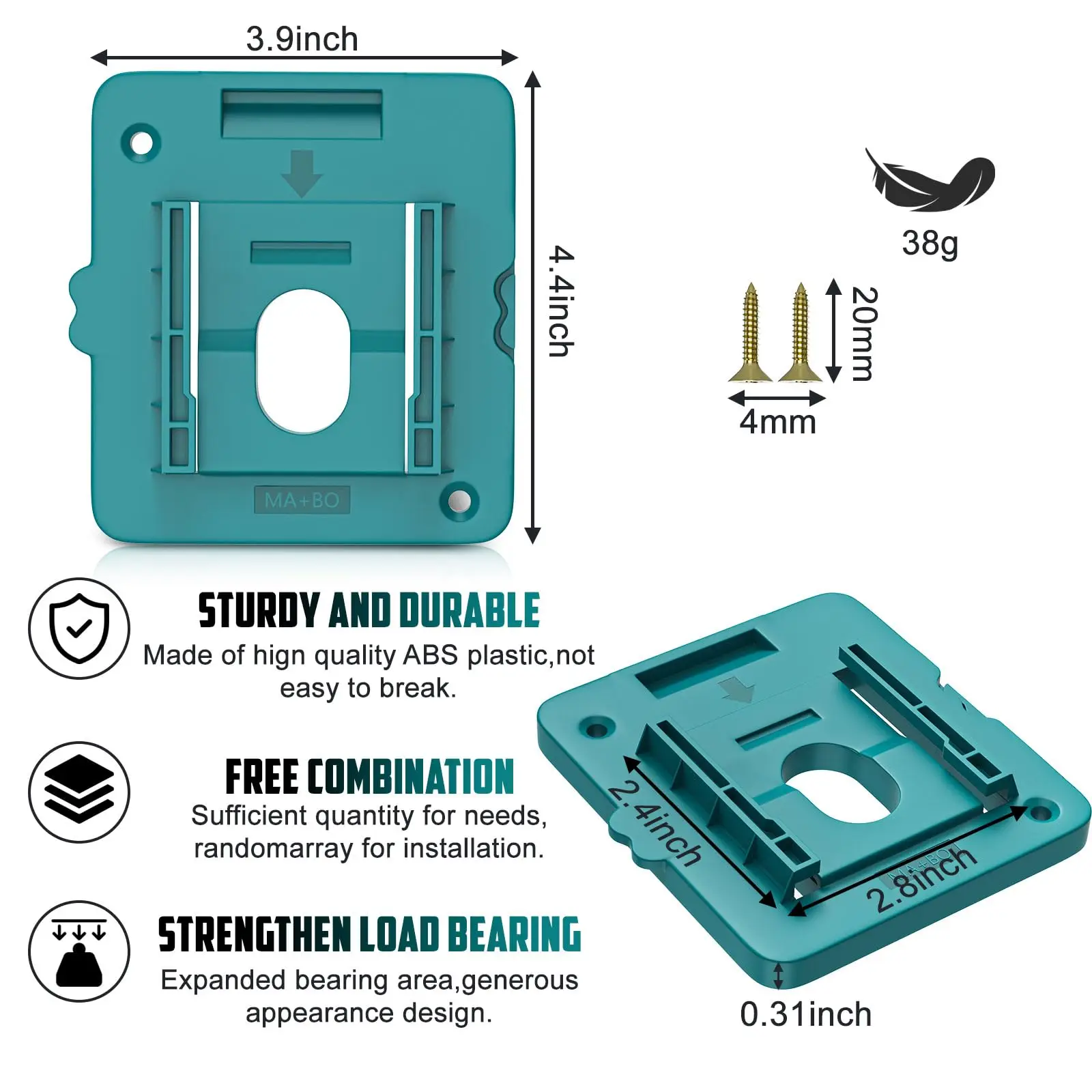 Battery Mount Holder Compatible for Makita 18V Batteries, Wall Mounts Hanger Fit for BL1860 BL1850 BL1840 BL1830,No Battery