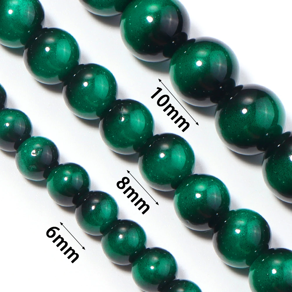 6 8 10mm Imitation Tiger Eye Glass Beads Green Round Loose Spacer Beads For Jewelry Making DIY Necklace Bracelets Accessories