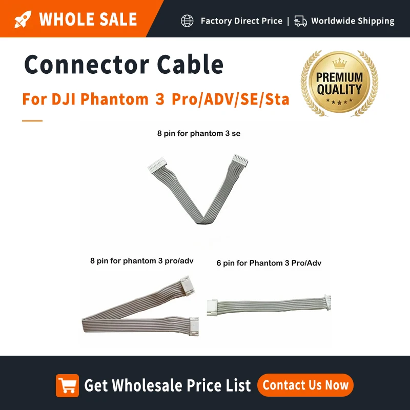 Factory Direct 6 Pin 8 Pin Gimbal Camera Cable for DJI Phantom 3 Pro ADV SE Standard Drone Repair Parts Bulk Stock Supplier