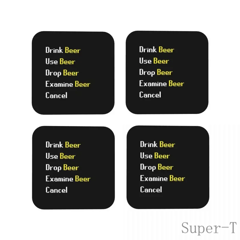 Runescape Beer Interaction Coasters Kitchen Placemats Waterproof Insulation Cup Coffee Mats For Decor Home Tableware Pads