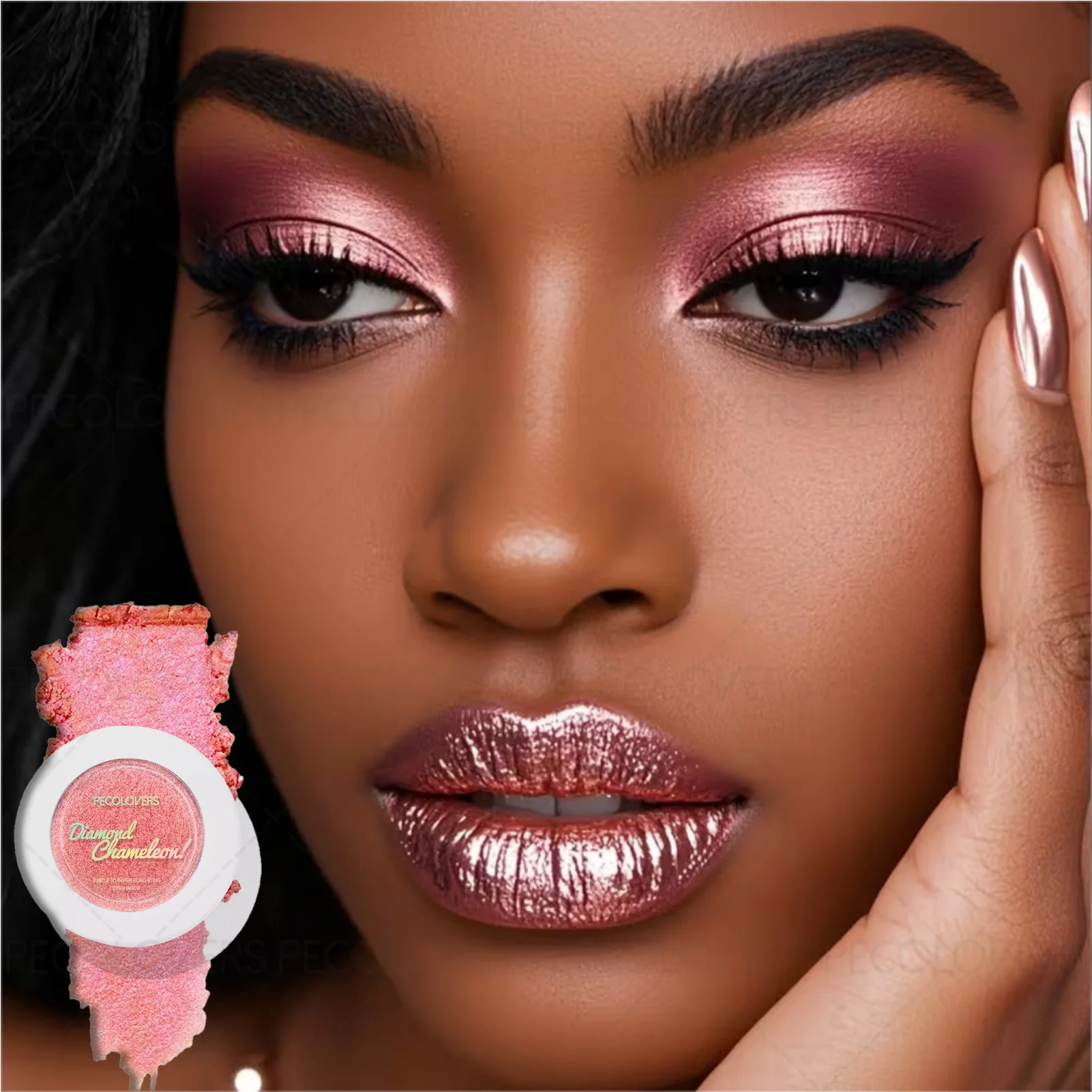 قطعة واحدة من بودرة ظلال العيون المعدنية اللامعة - للعيون والوجه، لؤلؤية لامعة، مقاومة للماء تدوم طويلاً