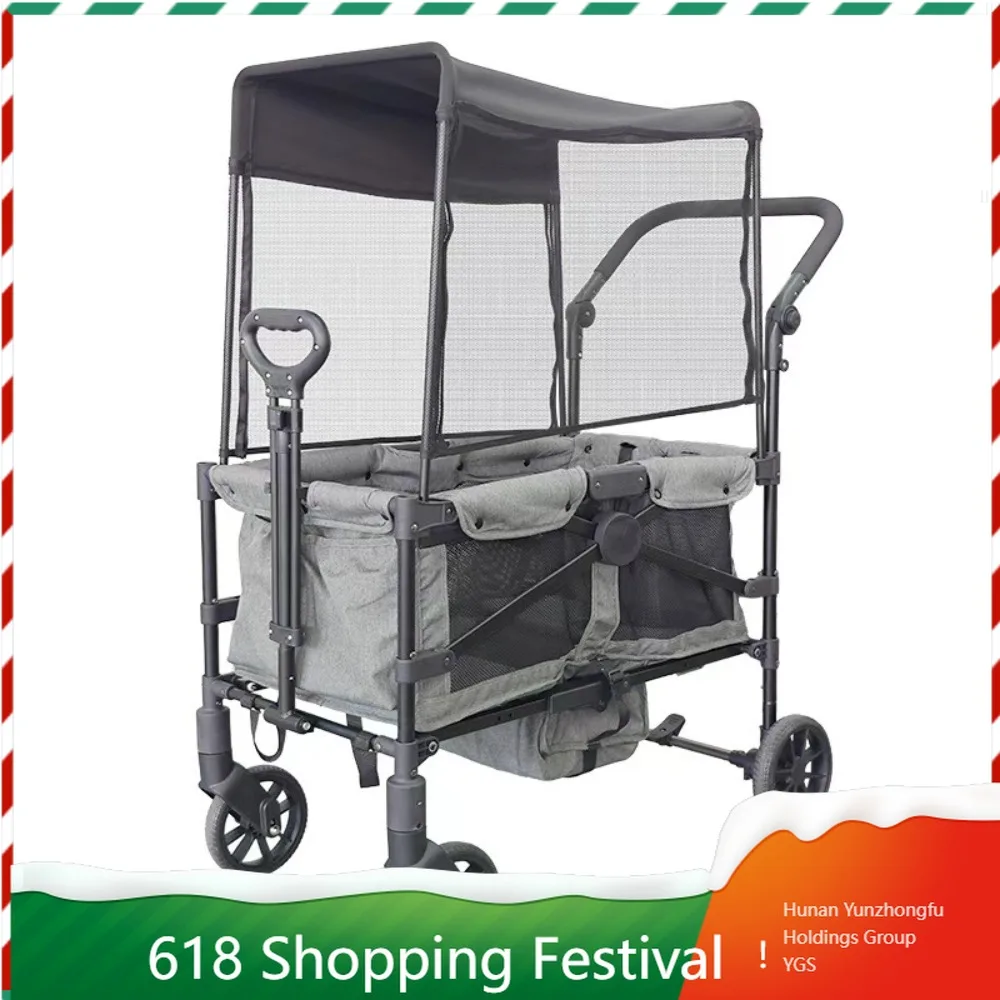 Multi-seat Baby Pushchair Reclining Twin Stroller Lightweight Travel Cart For Children