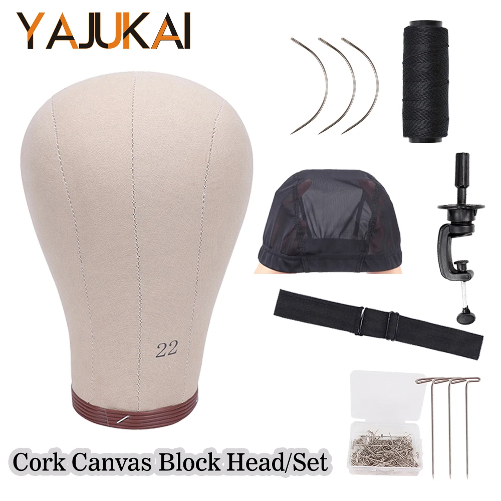 

Подставка для парика с головой манекена для изготовления парика 21 "22" 23 "24" пробковый блок, холст, подставка для головы парика и настольный зажим, инструменты для изготовления париков