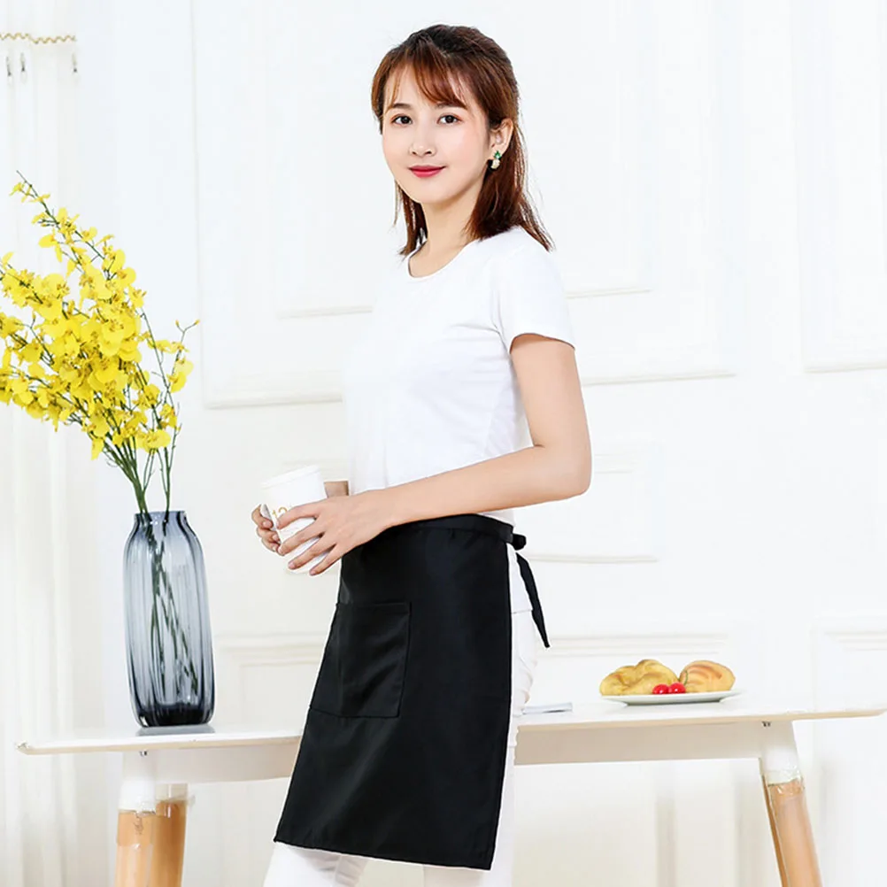 

Practical Kitchen Apron Half length Chef Polyester Black Bib Work Skirt Home Cooking Restaurant Supplies Oil Water Resistant