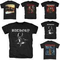Bathory Black Metal dark T-Shirt Oversized Streetwear Tee with retro Goat Print Unisex Y2K Hip Hop Style Cotton Shirt for Summer
